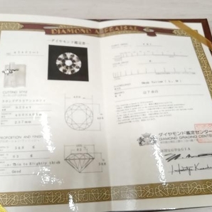 【ラウンドブリリアンカット】Pt900／ダイヤ0.23ct PV刻印有 ／＃14／4.6g /鑑定書付/プラチナ台ダイヤ付リングの画像6