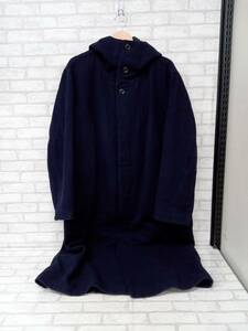 YOHJI YAMAMOTO POUR HOMME HV-C21-526 18AW NAVY ヨウジヤマモト オム コート ロング フーディ 店舗受取可