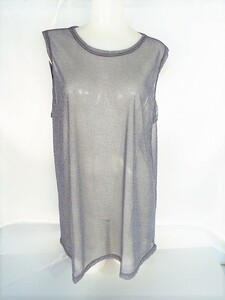 AKADEMY. gray M~L size power net cloth tunic polyester 95%. polyurethane 5% new goods red temi-