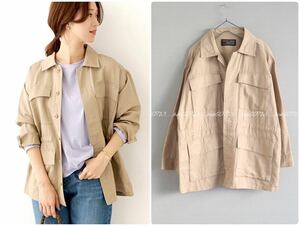 URBAN RESEARCH DOORS*M65 cotton linen jacket military jacket shirt outer coat lady's men's beige beautiful goods 