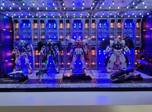 ジオラマ作品 ガンダム システムベース 格納庫 基地(縦33横77奥31ホワイト＆リモコン付き)LED電飾付き 組立塗装済完成品 撮影用 展示用