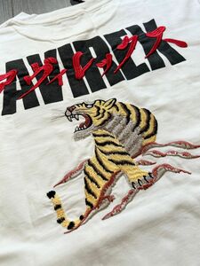 新品 AVIREX アヴィレックス 虎柄刺繍 厚手コットンTシャツ 白L