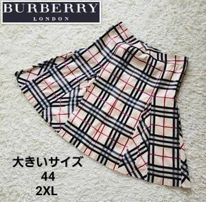 【大きいサイズ44】2XL バーバリーロンドン ノバチェック　フレアータックスカート BURBERRY LONDON ひざ丈 ノバチェック 