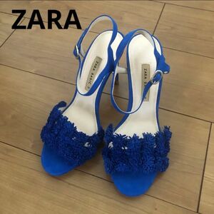 ZARA ストラップサンダル　ピンヒール　ブルー