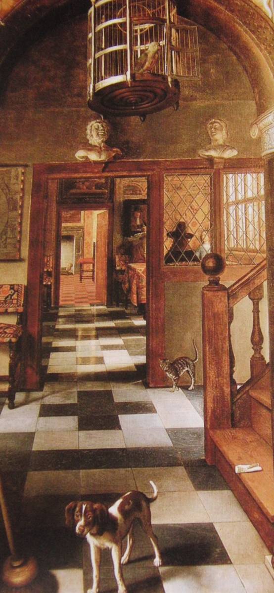 Samuel van Hoogstraten, vista del pasillo, Una rara pintura enmarcada de un libro de arte., Viene con tapete personalizado y marco japonés nuevo., En buena condición, envío gratis, Cuadro, Pintura al óleo, Naturaleza, Pintura de paisaje