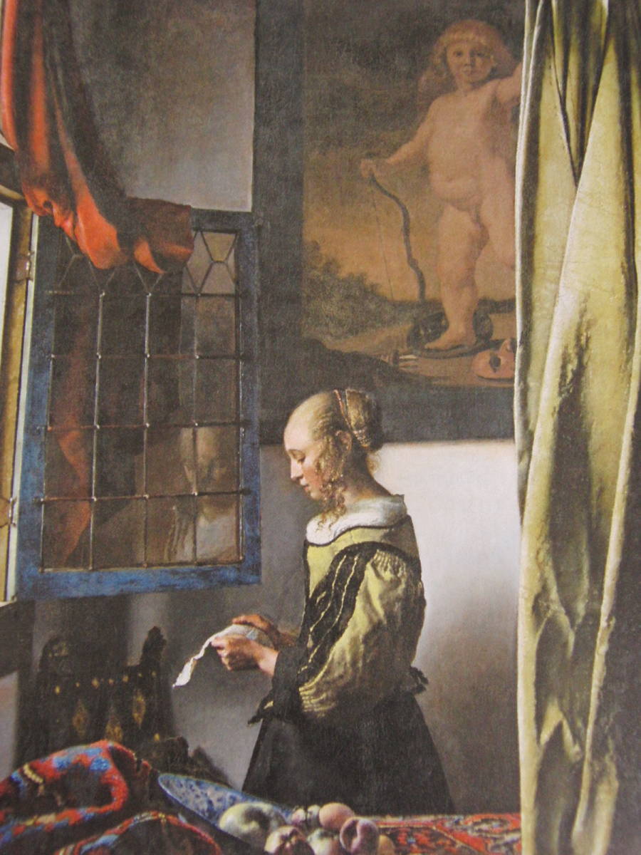 Juan Vermeer, Mujer leyendo una carta en la ventana, Una rara pintura enmarcada de un libro de arte., Viene con tapete personalizado y marco japonés nuevo., En buena condición, envío gratis, Cuadro, Pintura al óleo, Retratos