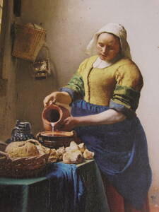 Art hand Auction Johannes Vermeer, Das Milchmädchen, Ein seltenes gerahmtes Gemälde aus einem Kunstbuch, Kommt mit maßgeschneiderter Matte und brandneuem japanischen Rahmen, In guter Kondition, Kostenloser Versand, Malerei, Ölgemälde, Porträts