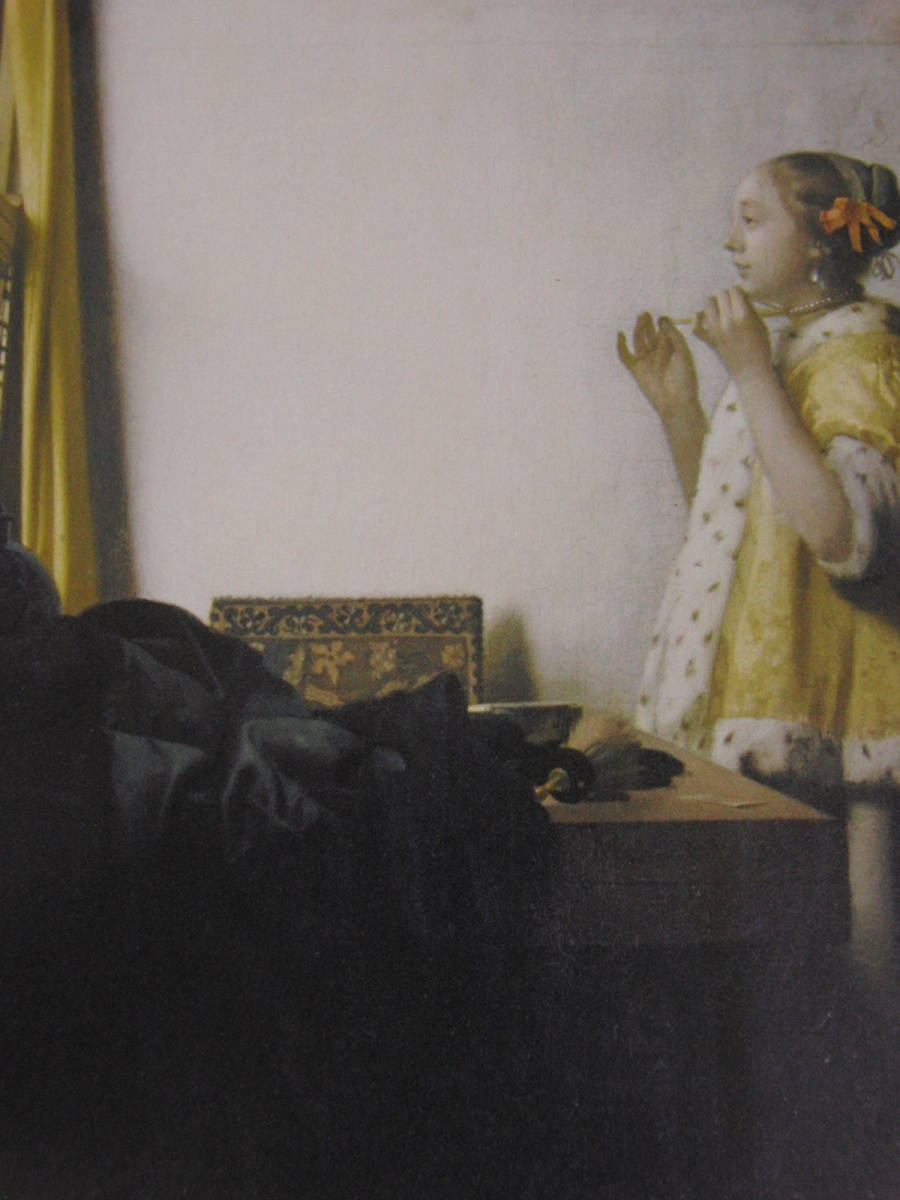 Johannes Vermeer, Pearl Necklace, A rare framed painting from an art book, Comes with custom mat and brand new Japanese frame, In good condition, free shipping, Painting, Oil painting, Portraits