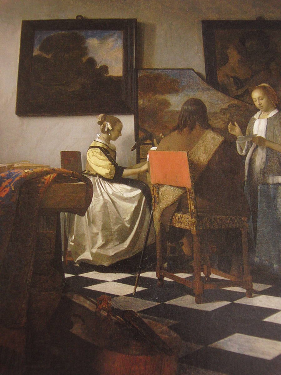 Juan Vermeer, conjunto, Una rara pintura enmarcada de un libro de arte., Viene con tapete personalizado y marco japonés nuevo., En buena condición, envío gratis, Cuadro, Pintura al óleo, Retratos