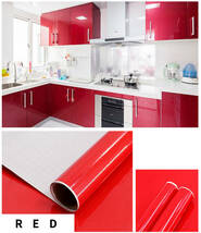 キッチンシート レッド 赤色 60cmｘ10m 壁紙シール 防水 耐熱 DIY_画像1