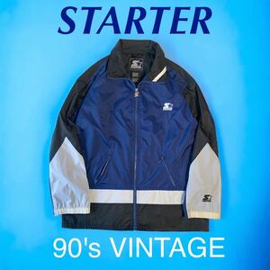 90's VINTAGE STARTER ナイロンジャケット ウィンドブレーカー リップストップ 90年代 スターター ビンテージ 古着 輸入 アウター トップス