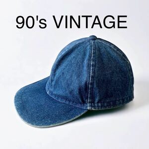 90's VINTAGE デニム キャップ CAP アメリカ輸入 古着 帽子 6パネル DENIM 90年代 90s ビンテージ 小物 男女兼用 ハット 輸入