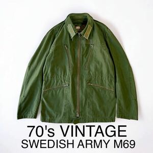 実物 VINTAGE 76年 美品 Swedish ARMY M69 タンカース スウェーデン軍 70's ミリタリー ジャケット ユーロ 軍物 70年代 輸入 古着