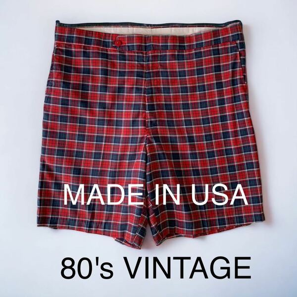 USA製 80's VINTAGE higgins slacks ヒギンズ ショーツ ショートパンツ ハーフパンツ 短パン チェック柄 80年代 ビンテージ 輸入 古着