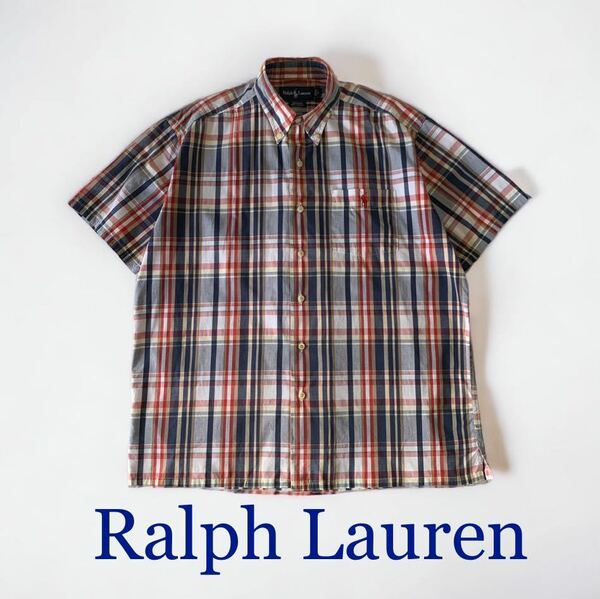 旧タグ POLO Ralph Lauren チェックシャツ ボタンダウンシャツ 半袖 ラルフローレン 海外セールス品 ポロ GREGGOR チェック柄 ビンテージ