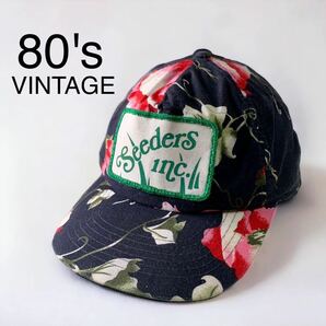 アメリカ購入 80's VINTAGE MOJA 6パネル キャップ CAP ビンテージ 80年代 フローラル柄 総柄 花柄 帽子 ワッペン 輸入 古着 男女兼用