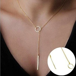 ★ レディース シンプル ネックレス ★ ゴールド サークル ネックレス アクセサリー 金 a6