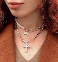 ★ オシャレ パール ネックレス ♪ ペンダント オシャレ チェーン 鎖骨 ネックレス レディース 可愛い アクセサリー 銀 a4_画像6