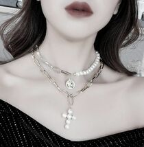 ★ オシャレ パール ネックレス ♪ ペンダント オシャレ チェーン 鎖骨 ネックレス レディース 可愛い アクセサリー 銀 a4_画像4