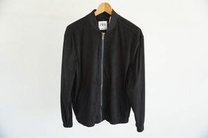 【即決】ZARA ザラ メンズ リブブルゾン ジャケット フェイクスエード風 ポリエステル ポリウレタン 黒 ブラック サイズ：M 【833205】