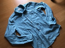 良品 OLD NAVY オールドネイビー THE OXFORD SHIRT スリムフィット 長袖 シャツ 青・水色系 綿97％×ポリウレタン3％ メンズ サイズM_画像1