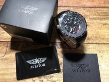 新品 未使用 AVIATOR AVW7770G59 クロノグラフ デイト 黒 ブラック文字盤 クオーツ メンズ 腕時計_画像2