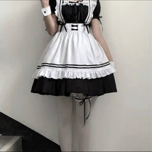 フルセット XL メイド服 コスプレ ゴスロリ ハロウィン ロリ フリフリ フリル エロ可愛い ニーハイソックス コスチューム_画像6