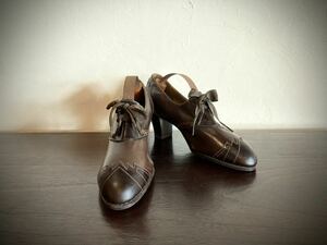 * редкость *1930's Italy Vintage Shoes*EMMA Jettick*1930 годы Vintage обувь * античный обувь * Италия производства кожа обувь 