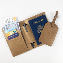 [HS-P-03] パスポートカバー パスポートケース 旅行用品　ラゲッジタグ 2点セット　ブラウン_画像1