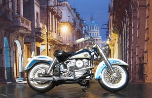 Maisto マイスト 1/24 Harley-Davidson ハーレー ダビッドソン 1958 FLH DuoGlide デュオグライド 青/白 レトロ クラシック バイク