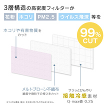 冷感マスク 20枚 ライトオークル プリーツタイプ 3層構造 不織布 平ゴム 接触冷感 カラーマスク 175×95_画像7