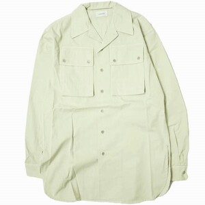 新品 LEMAIRE ルメール 22SS MILITARY SHIRT オープンカラー ミリタリーシャツ M221 SH190 LF699 46 OVERCAST GREY 開襟 ギャバジン g12291