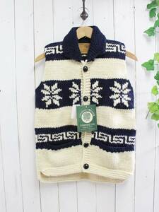 新品◆CANADIAN SWEATER カナディアンセーター◆カウチンセーター 雪柄 ニットベスト 34 定価42,000円