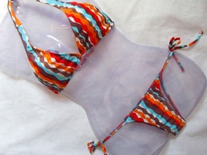 bra42 *[ new goods ] bikini s Brazil b radio-controller Lien halter-neck length way b pattern Brown red 105 S size *