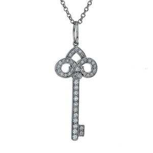 TIFFANY&Co. Tiffany Pt950 platinum necklace diamond f rule doli ski key pave46cm[ new goods finish settled ][zz][ used ]