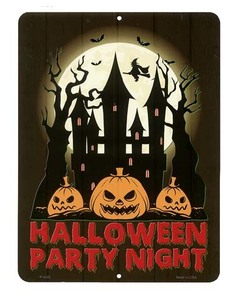 ハロウィン 飾り アメリカンブリキ看板 当店Ｓサイズ HALLOWEEN PARTY NIGHT サインプレート メタルプレート