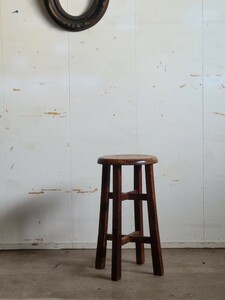 木製 丸椅子 スツール チェア 昭和レトロ 古家具 古道具 古民具 アンティーク ビンテージ 花台