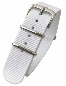 腕時計 バンド プレミアム ナイロン 替えベルト 交換簡単 ストラップ ホワイト 20㎜ NO.7 未使用新品 B級品