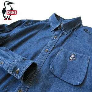  Chums /CHUMS Denim рубашка / рубашка work shirt бобер Vintage woshudo рубашка CH02-1198 свет индиго XL размер 