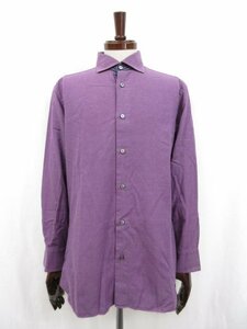 HH 【ブリオーニ Brioni】 ワイドカラー コットンシャツ イタリア製 (メンズ) size3 パープル系 ●5MK1224●