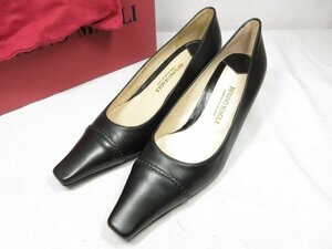 HH超美品 【ブルーノマリ Bruno Magli】 スクエアトゥ レザーパンプス 婦人靴 (レディース) size39.5 ブラック ●15LZ4104●