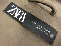 HH極美品【ZARA ザラ】フェイクスエード ノーカラーコート ロングベスト ジレ (レディース) sizeM カーキブラウン系 ●17LW1358●_画像8