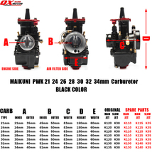 社外品 ユニバーサル オートバイキャブレター カスタム キット 21 24 26 28 PWK 電源 ジェット キャブレター バイク モトクロス B189_画像6