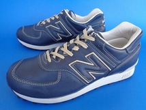 12865■美品 英国製 NEWBALANCE LM576SHI ニューバランス 紺 ネイビー レザー US 71/2D 574 576 996_画像1