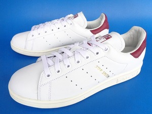 12887■17年製 adidas stansmith アディダス スタンスミス 白 エンジ 顔つき ビンテージ 天然皮革 25.5 cm CQ2195