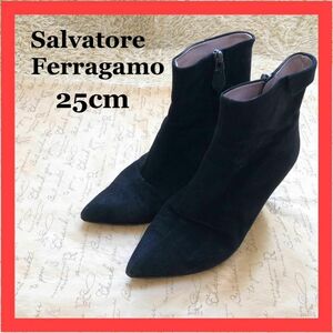【美品】Salvatore Ferragamo ブラック　ショートブーツ 25cm