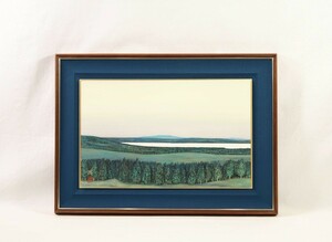 Art hand Auction Подлинная работа Ёси Исикавы. Японская живопись. Озеро, размер 10. Родилось в префектуре Исикава., Nitten Trustee Выражает жизненную силу, присущую природе, запечатлевая внешний вид деревьев с волнообразными изгибами 7833, Рисование, Японская живопись, Пейзаж, Ветер и луна