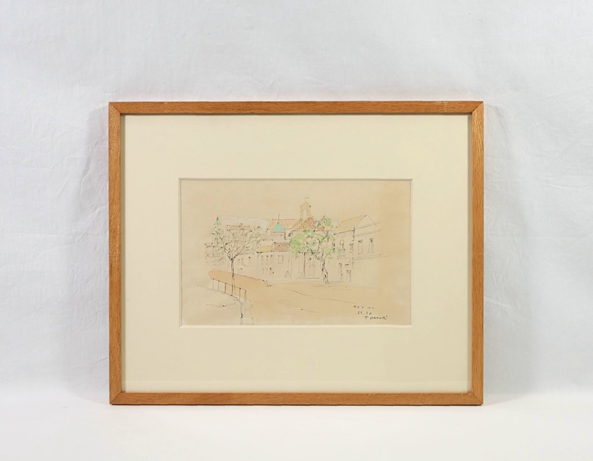 Authentic work by Tamotsu Hattori, 1980, watercolor pen, At Avila, 33 x 21 cm, No. 4, from Gifu Prefecture, unaffiliated, Spain, The Walls and the City of Saints, with Strict Descriptive Power and Poetic Writing 7806, Painting, watercolor, Nature, Landscape painting