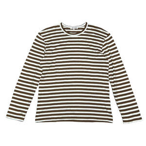 Z) 美品 コムデギャルソン レギュラー ボーダーロングTシャツ size:L ブラウン/ホワイト