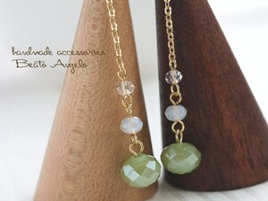 **+angelo+ button cut beads. earrings (p-042) Mill key green G titanium resin earrings 